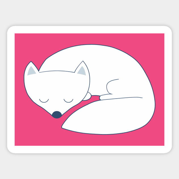 Sleeping arctic fox white Sticker by Hayh0